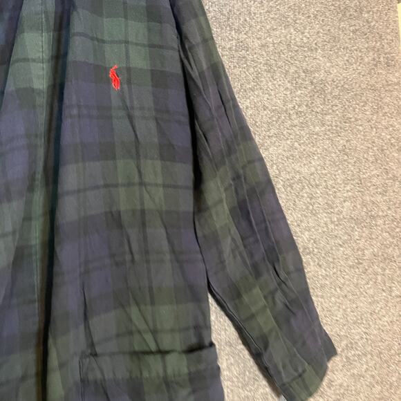 Polo Ralph Lauren Robe Mens Small/Medium Green Black Watch Plaid Tartan Vtg - Picture 4 of 13